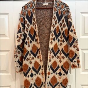 Sweet Lovely Diamond Pattern Cardigan in Cream, Brown, and Black